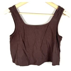 Sadie & Sage Cropped Tank Top Linen Blend Brown Lagen Earthy Neutral Sz Small‎